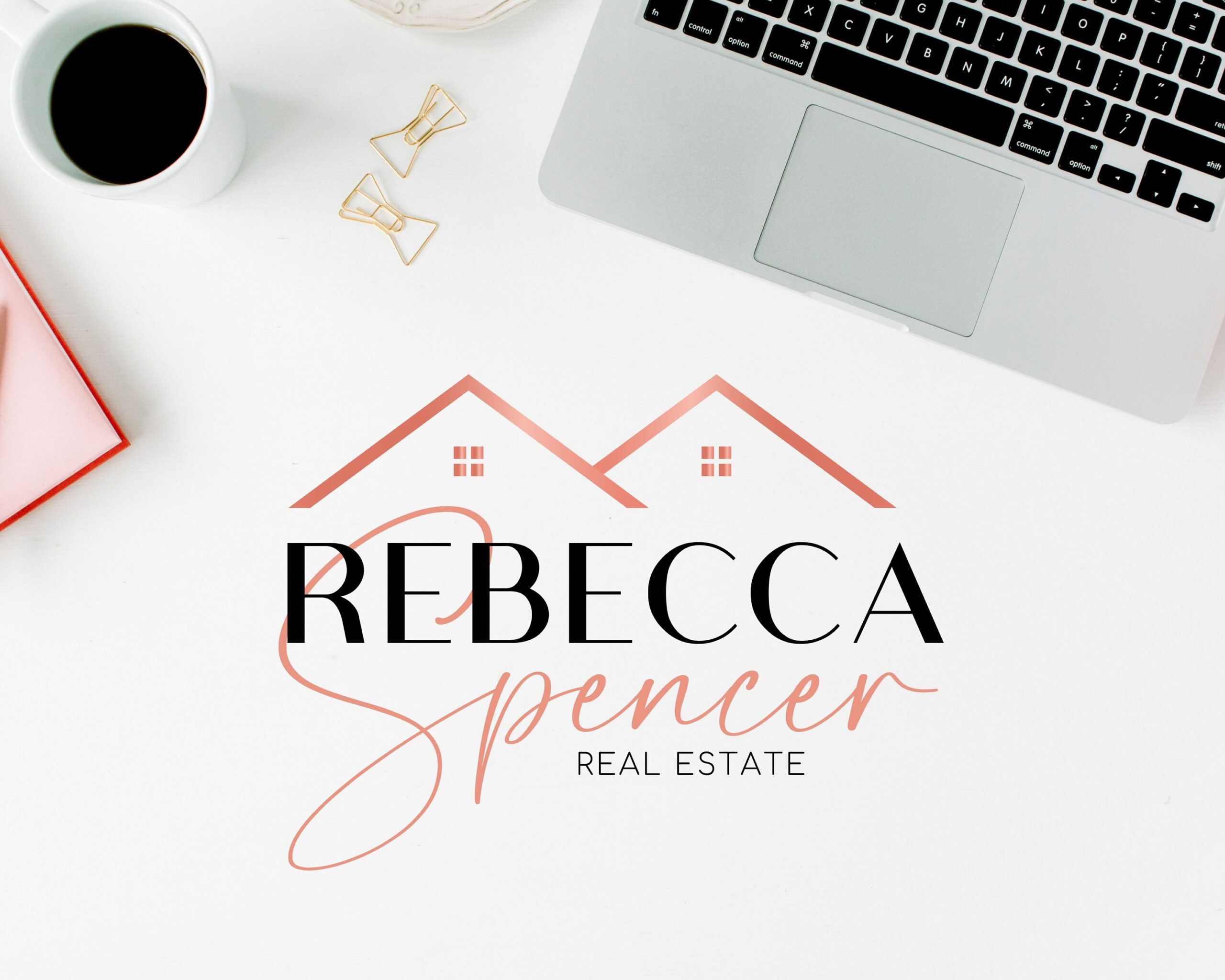 Real Estate Rose Logo Design - I will manually add your business name and slogan - Rose Gold Signature Logo for Real Estate Agents