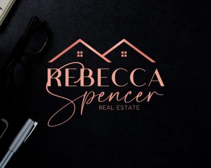 Real Estate Rose Logo Design - I will manually add your business name and slogan - Rose Gold Signature Logo for Real Estate Agents