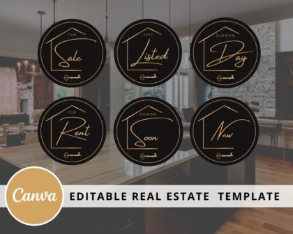 DIY Real Estate Watermark Badges -  Stamps - Editable Canva Template - IG Highlights -  Stamps - Sold -  Open House -  Coming Soon -  etc.