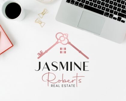 Real Estate Rose Gold Premade Logo Design -  Full Set: Logo + Sublogo + Watermarks all included - High-Quality Branding for Real Estate Agents