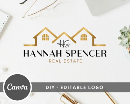 Editable Logo Design -  DIY Real Estate Logo Template -  Realtor Logo -  Canva Template -  Signature Logo - Instant Access -  Edit & Download
