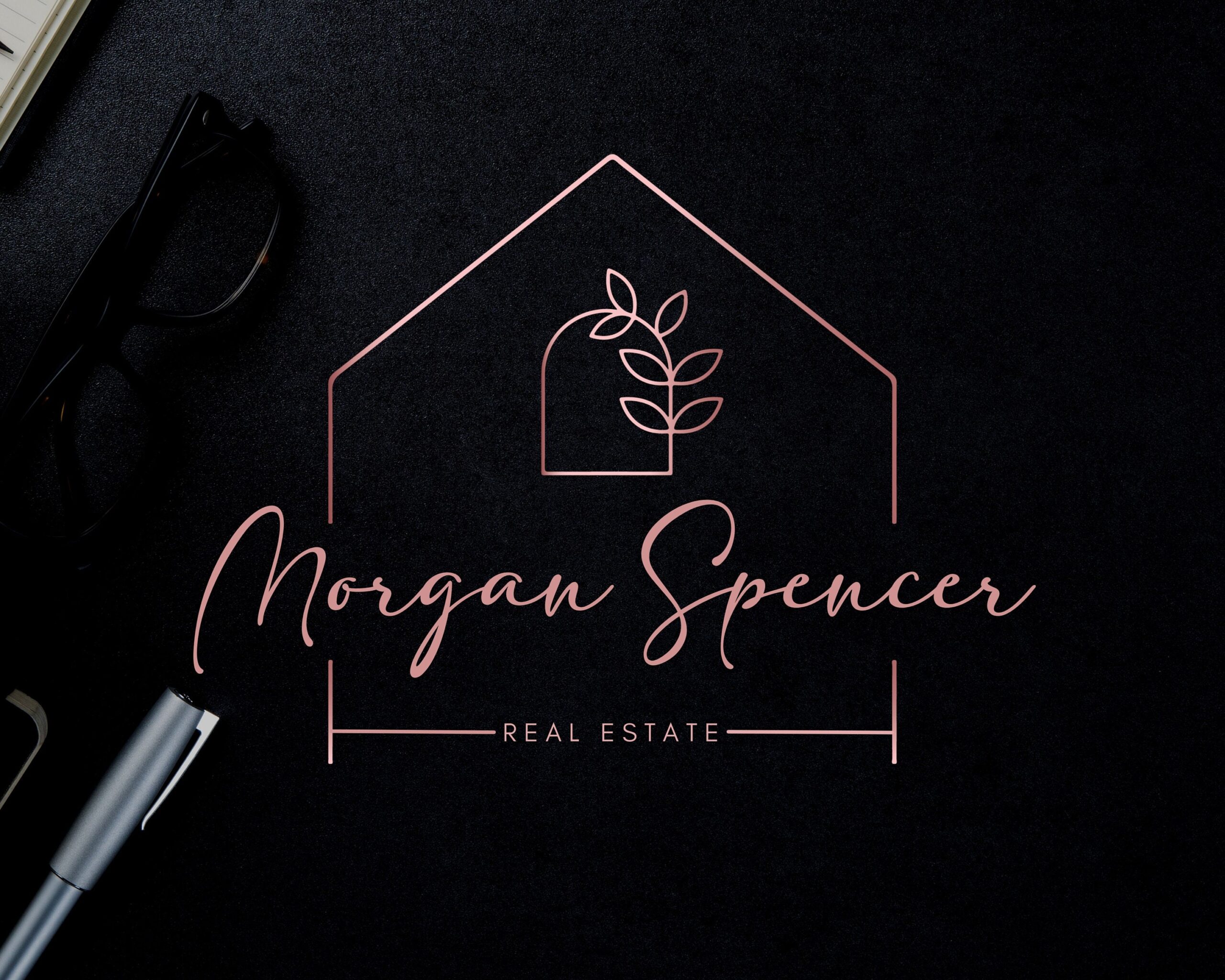 Real Estate Rose Gold Logo Design - Realtor Premade Logos -  Submarks and Watermarks - High-Quality Branding for Female Real Estate Agents