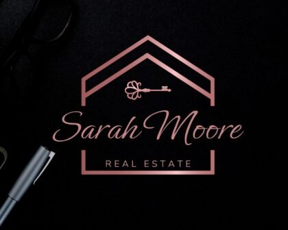 REAL ESTATE Premade Rose Gold Logo Design -  Realtor Logo House Key - Main Logo -  Submark Logo and Watermarks -  Logo for Real Estate Agents