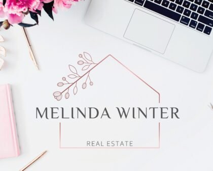 Premade Real Estate Logo Design - Floral Golden House - Main Logo -  Sub-Logo and Watermarks - Branding for Real Estate Agents