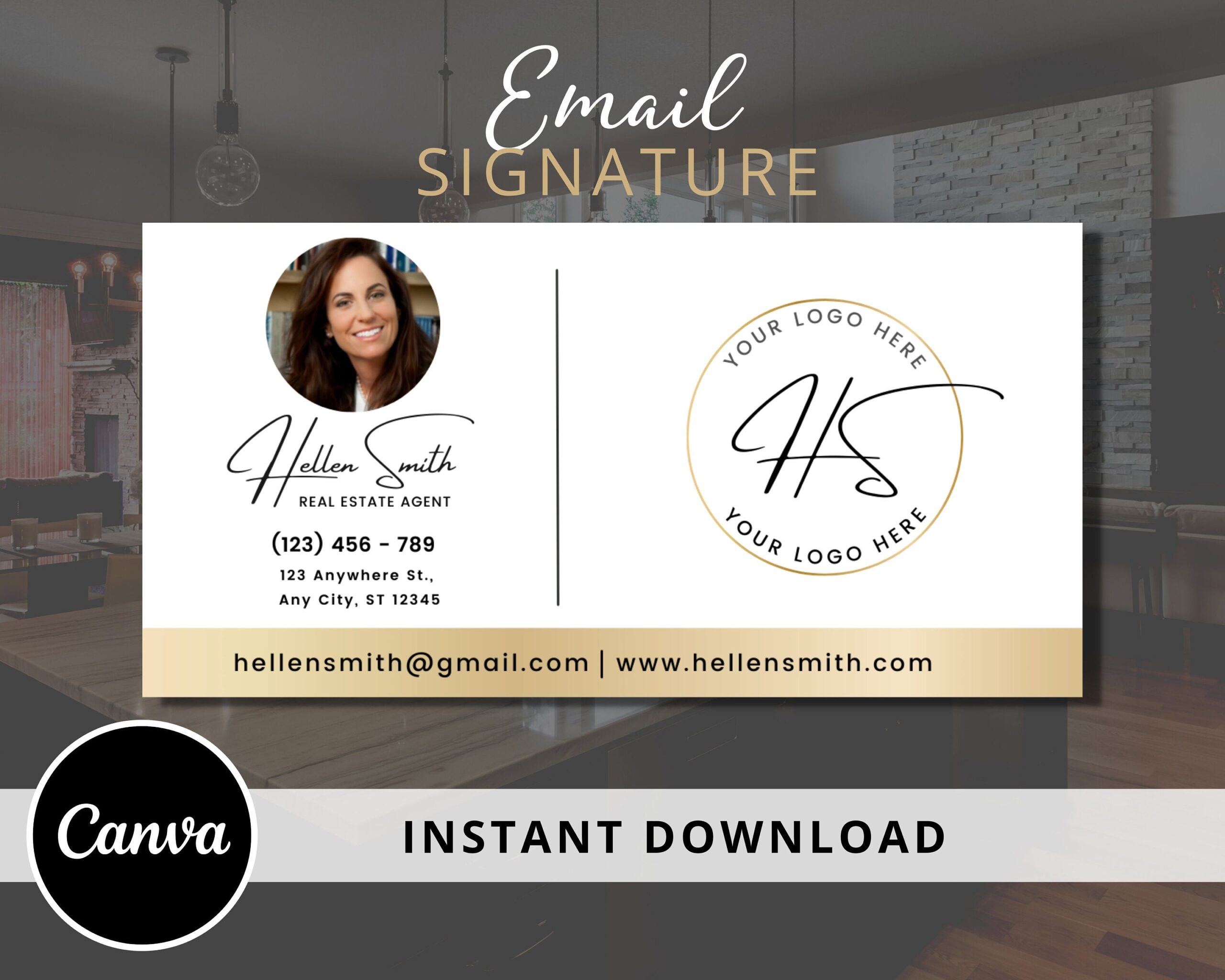 Email Signature Editable Canva Template -  Gmail Design Footer -  Branding Photographer Template Design - Instant Download - Picture Signature