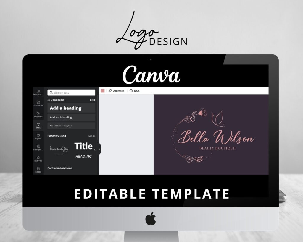 Editable Logo Design – DIY Canva Logo Template – Wellness Life Coach ...