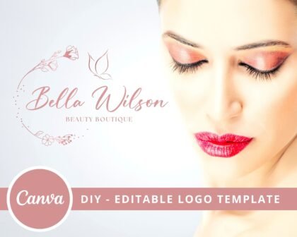 Editable Logo Design -  DIY Canva Logo Template -  Wellness Life Coach -  Spa -  Beauty Salon Logo - Instant Download - Love Lotus Original Design
