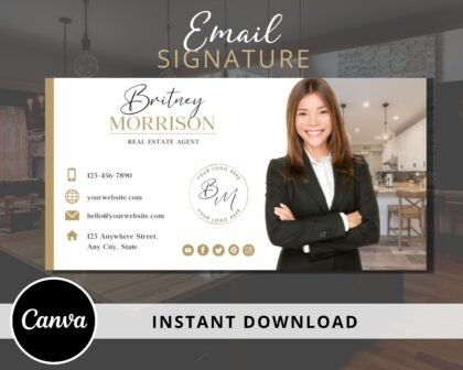 DIY Email Signature Template for Real Estate Agents -  Email Footer Design - Fully Editable Canva Template - Instant Download