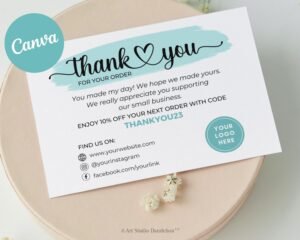 Watercolor Thank You For Your Order Card Template. Edit & Print. Small Business Thank You Card. Watercolor Design. Instant Access