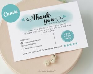 Thank You Business Card - Edit & Print - Etsy Small Business Thank You Card. Blue Watercolor Design. Print-Ready - Instant Access