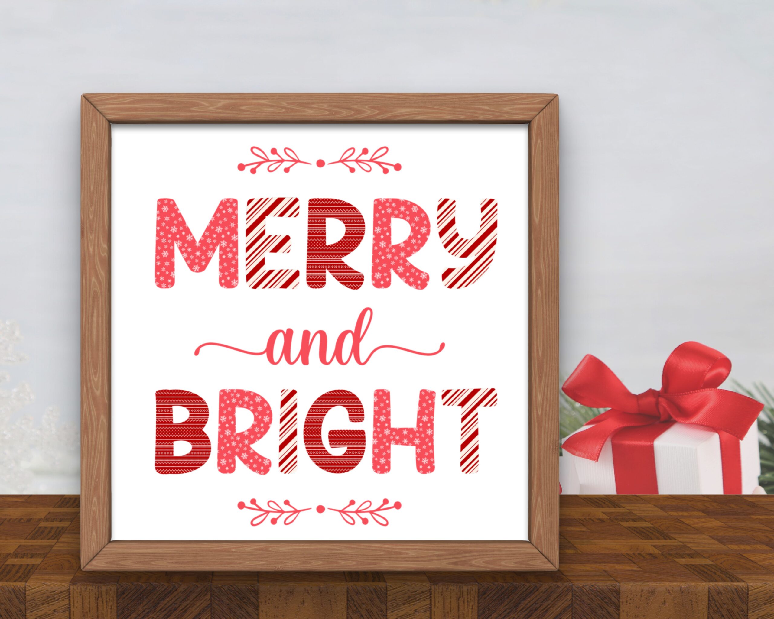 Sublimation PNG File: "Merry and Bright" Transparent PNG - DIY Sublimation Art Design for Winter Clothing Sweater, Shirts - Instant Download