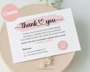 Print Ready, Instant Access Thank You For Your Order Card Template. Fully Editable & Easy to Use. Edit, Download and Print - Instant Access.