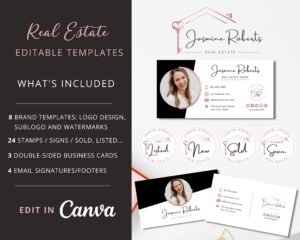 Rose Gold Real Estate Branding Kit. Bundle.