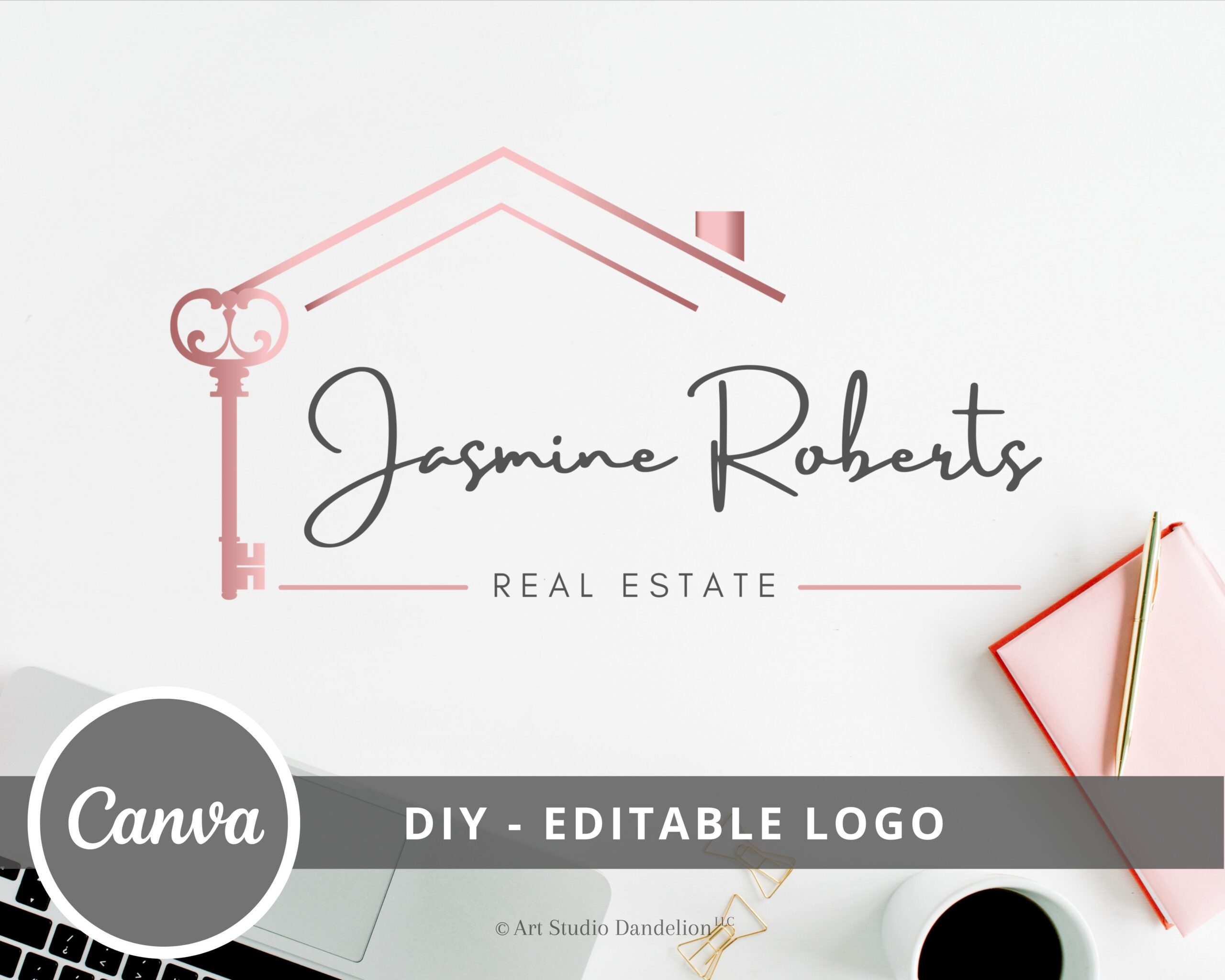 Rose Gold Real Estate House Logo