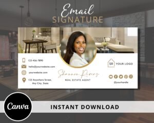 DIY Email Signature Template for Real Estate Agents, Email Footer Design - Fully Editable Canva Template - Instant Download