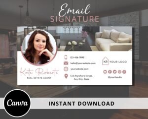 DIY Email Footer Template - Editable Email Signature - Canva Template for Real Estate Agents - Gmail Signature - Instant Download
