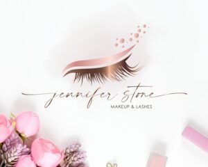 Eyebrow Premade Logo Design, Rose Gold Lash Logo, Eye logo, Brow Logo, Eyeliner logo, Makeup logo, Beauty logo, Beauty Salon, Signature Logo