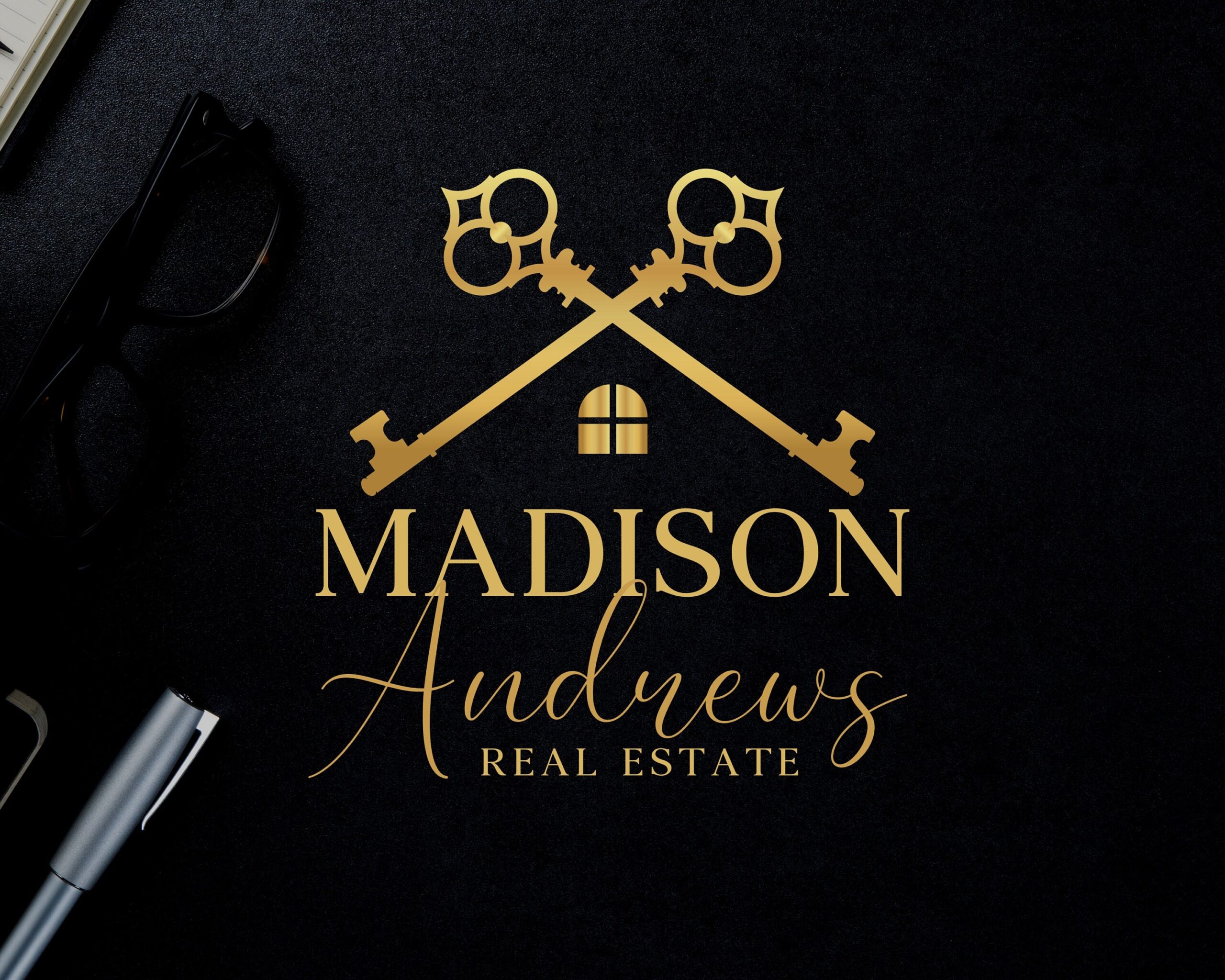 Premade Real Estate Golden Keys Logo - Transparent PNG, PDF, SVG, Web and Print - High-Quality Original Branding for Real Estate Agents