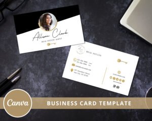 Real Estate Business Card Template - Editable Card Design Template in Canva, Fully Editable, Double Sided, Print-Ready - Instant Access