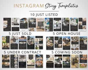60 Real Estate Post and Story Templates for Social Media - Edit and Publish - Fully Editable Templates made in Canva - Instant Access