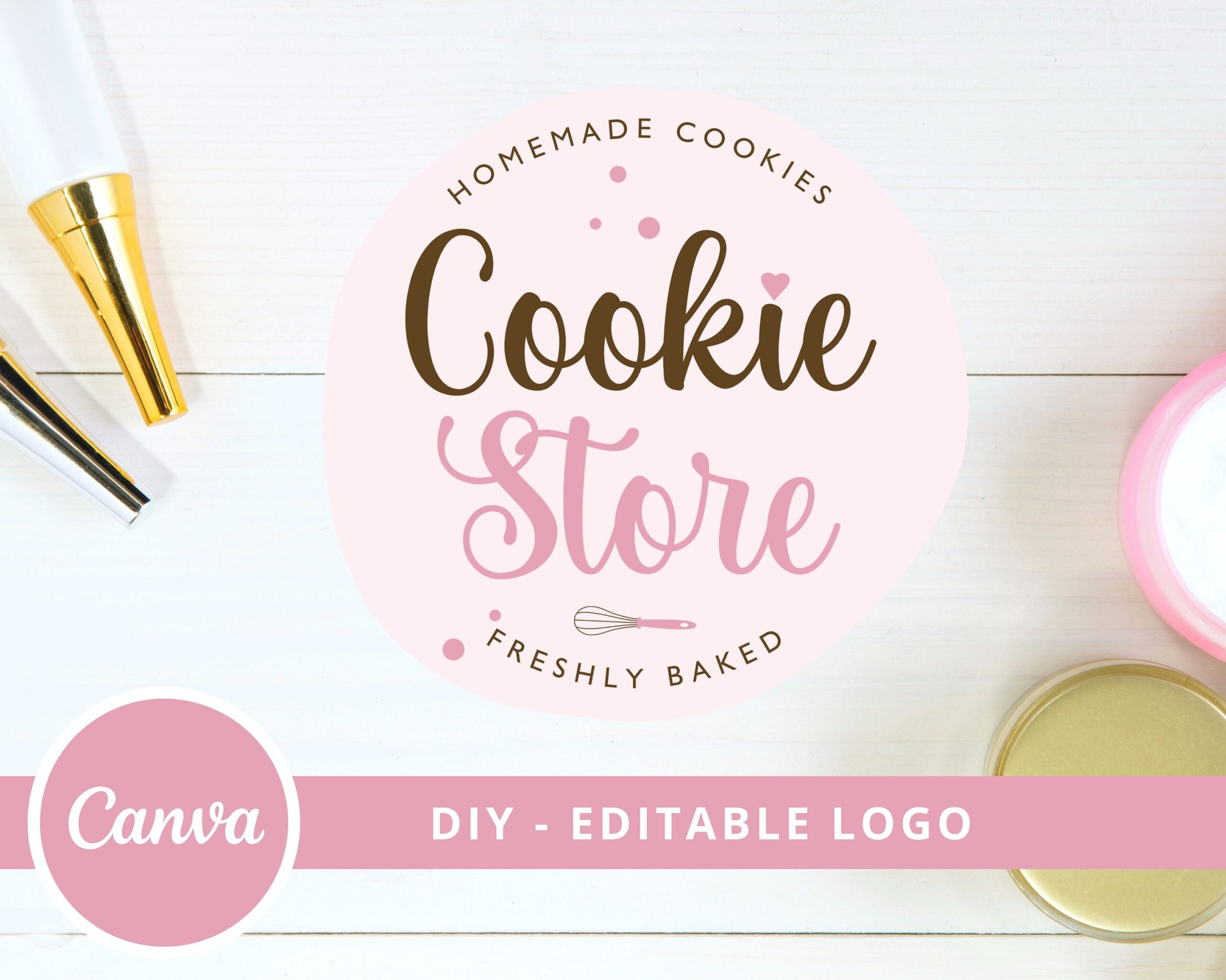 Editable Logo Design - Cookie Store Logo, Handmade Cookies, DIY Edit Yourself Canva Logo Template. Cookie Logo, Logo Maker - Instant Access