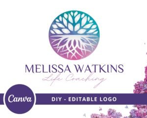 Watercolor Tree Roots, Tree of life mandala logo, Wellness Logo, Life Coaching Logo, Yoga & Spa Logo, Premade Logo, Handmade Art Design