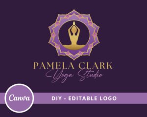 DIY LOGO TEMPLATE - Editable Logo made in Canva, Yoga, Spa, Wellness Life Coaching, Geometric Logo, Mandala Logo Stamp, Yoga Coach Logo