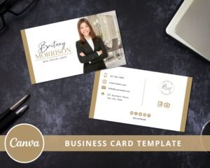 Business Card Editable Template for Real Estate Agents - Fully Editable Canva Template, Realtor Photo Card, Print-Ready - Instant Access