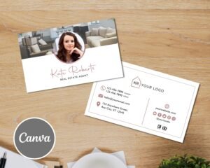 Real Estate Business Card Template for Property Agents - Canva Template, Fully Editable, Double Sided Realtor, Print-Ready - Instant Access