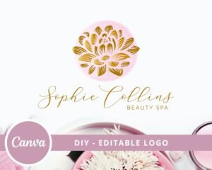 Premade Logo Design, Beauty Logo, Spa Logo, Wellness Logo, Lotus Flower Logo, Cosmetic Logo, Meditation Logo, Healing Flower Logo, Yoga Logo