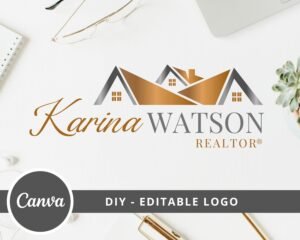 Editable Realtor Logo Design, DIY Logo Canva Template, Real Estate Logo, Signature Logo, House Logo, Instant Access, Edit & Download