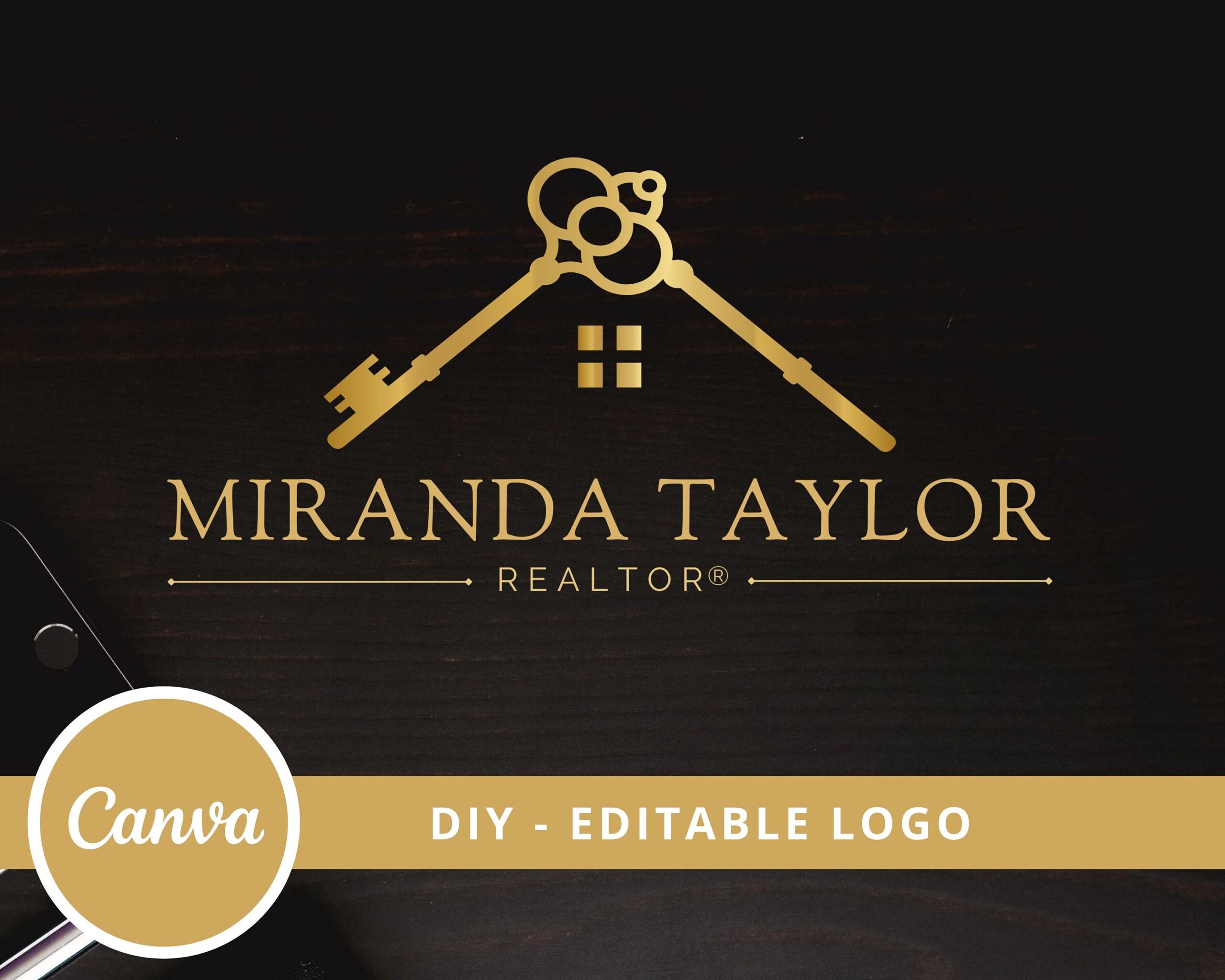 Editable Real Estate Logo Design, DIY Design, Canva Template, Edit & Download - Realtor Logo, Rooftop, House Logo - Real Estate Logo Design