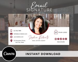 DIY Email Signature Template for Real Estate Agents, Email Footer Design - Fully Editable Canva Template - Instant Download