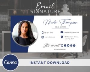 DIY Email Signature Template for Real Estate Agents, Email Footer Design - Fully Editable Canva Template - Instant Download