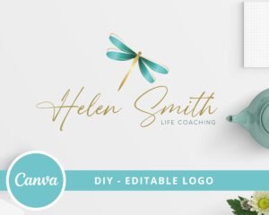 Editable Spiritual Logo Template, Yoga Logo, Wellness Life Coaching, Lotus Logo, DIY Logo, Psychology Logo, Instant Access Edit and Download