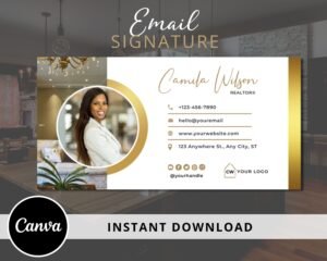 DIY Email Signature Template for Real Estate Agents, Email Footer Design - Fully Editable Canva Template - Instant Download