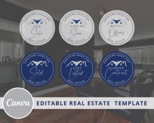 DIY IG Highlight Cover, Stamps, for Printing or Social, Real Estate Agents Marketing Material, 24 Editable Designs in Canva, Instant Access