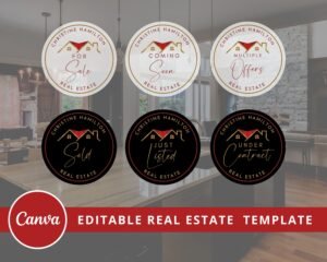 Editable IG Stamps, Printable Signs for Real Estate, Canva Template, Badges, Stamps, IG Highlights, Just Sold, Open House, Coming Soon, etc.