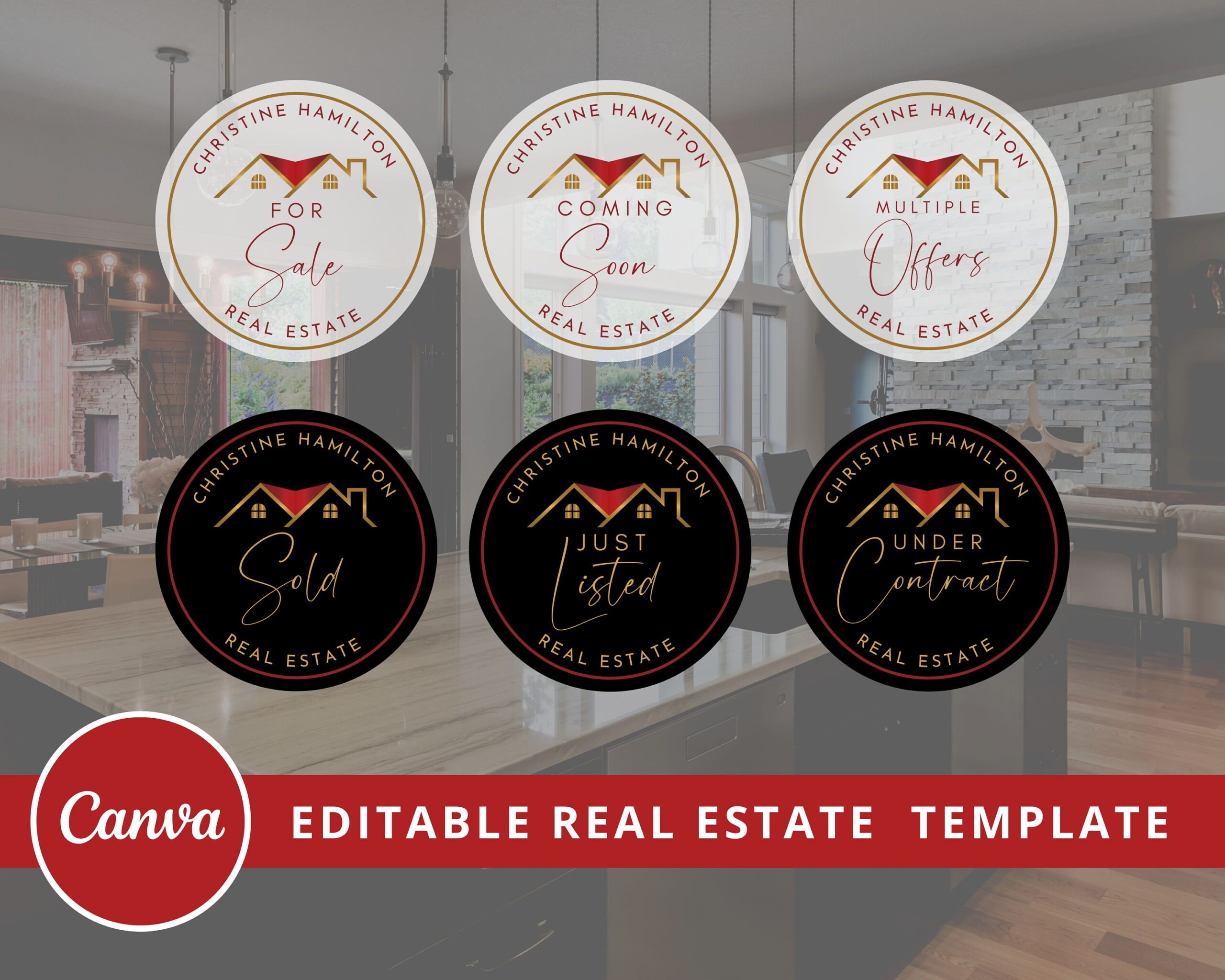 Editable IG Stamps, Printable Signs for Real Estate, Canva Template, Badges, Stamps, IG Highlights, Just Sold, Open House, Coming Soon, etc.