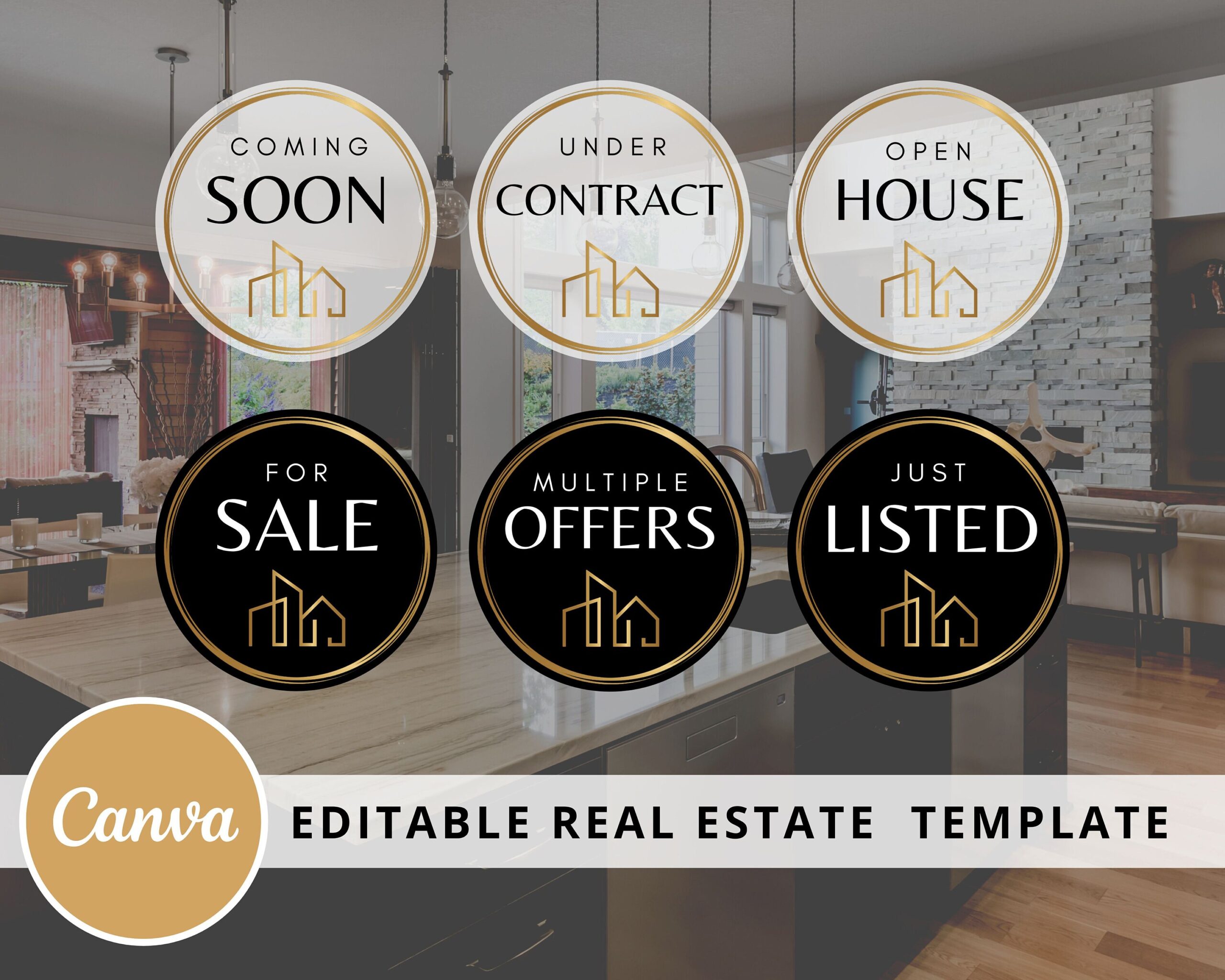 DIY Stamps for Real Estate Agents - 24 Editable Designs in Canva.com - Instagram Highlights - IG Covers - Sold, Just Listed, Coming Soon...
