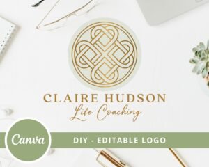 DIY Logo Design Wellness Life Coaching Logo, Geometric Design, Mandala, Yoga Logo, Fully Editable Canva Template, Instant Access