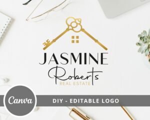 DIY Real Estate Logo Design, Fully Editable, Canva Template, Key Logo, Realtor Logo, Real Estate Branding is a business logo, Instant Access