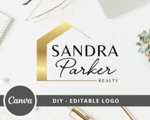 DIY Real Estate Logo Design, Fully Editable Canva Logo Template for real estate agents, House Logo, Instant Access, Edit & Download
