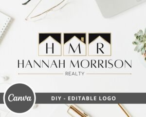DIY Logo Design for Real Estate Agents, Fully Editable Logo made in Canva. Realtor Logo Template, House Logo, Edit Download, Instant Access!