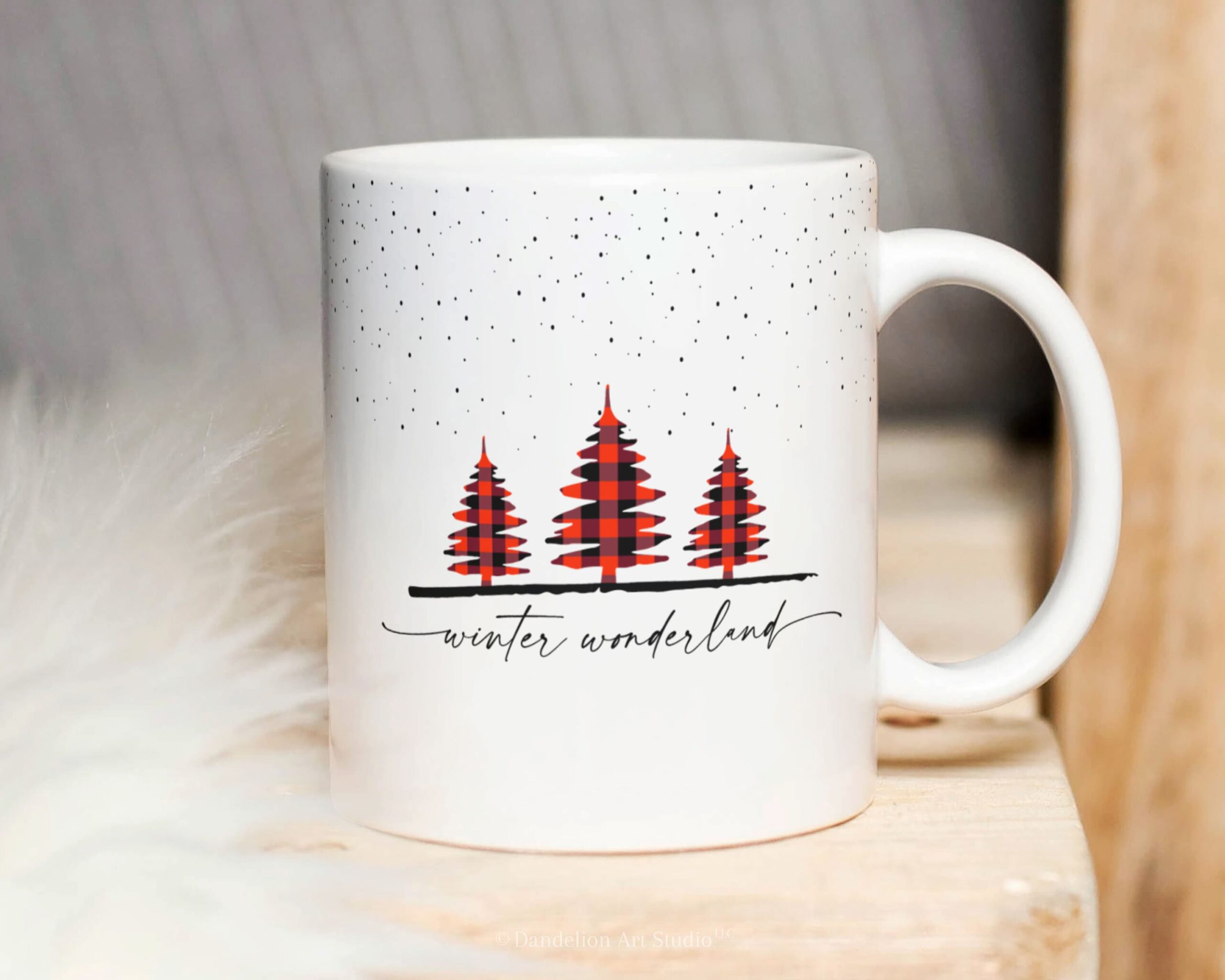 DIY Mug Template, Winter Wonderland, Christmas Tree Transparent PNG - Pine Tree Leopard Pattern - 11oz and 15oz - Instant Download