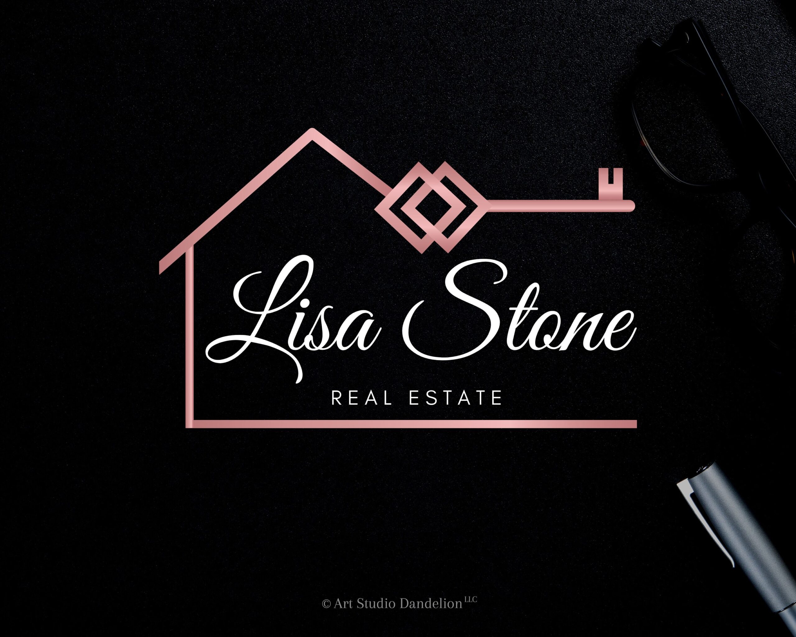 PREMADE LOGO DESIGN, Real Estate Logo, Broker Logo, Rose Gold Logo for Agents. I will edit, review, and delivery all files in High-Quality.