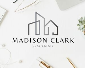 Premade Logo Design for REAL ESTATE agents, Modern Logo, Building Logo, Silver Logo, Signature Logo, Personalized Branding for Agents