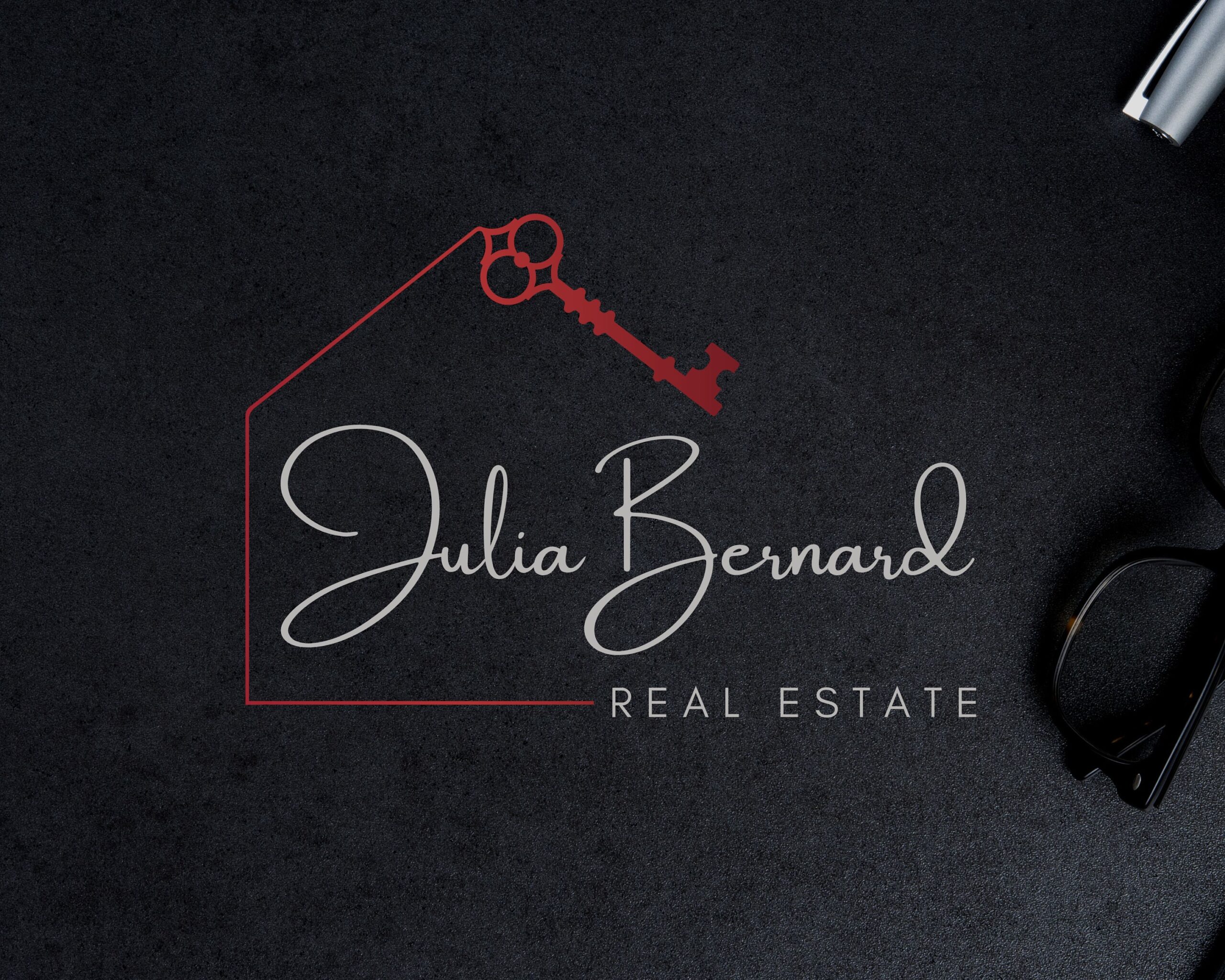 Premade Real Estate Logo Design, Red House and Key Signature Logo, Agent Logo, Broker Logo, High-Quality Branding for Real Estate Agents