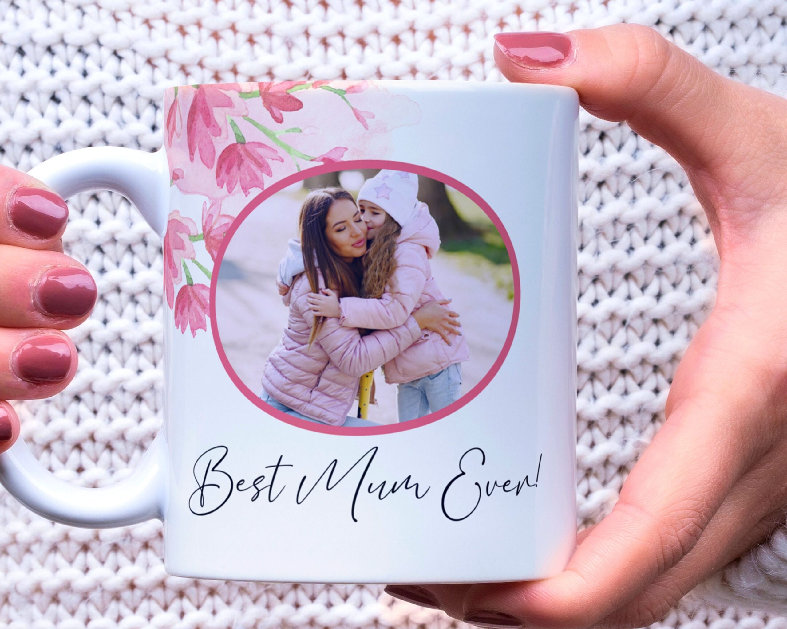 Best Mum Ever!! Custom photo mug png template, British Mother's Day, Sublimation file,  Vintage Floral design. 11oz, 15oz png, pdf