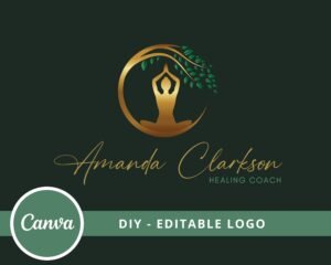 DIY Premade Logo Design, Spiritual Logo, Circle of Life, Nature Yoga Logo, Healing Coach Logo, Editable Template, Wellness Life Coaching